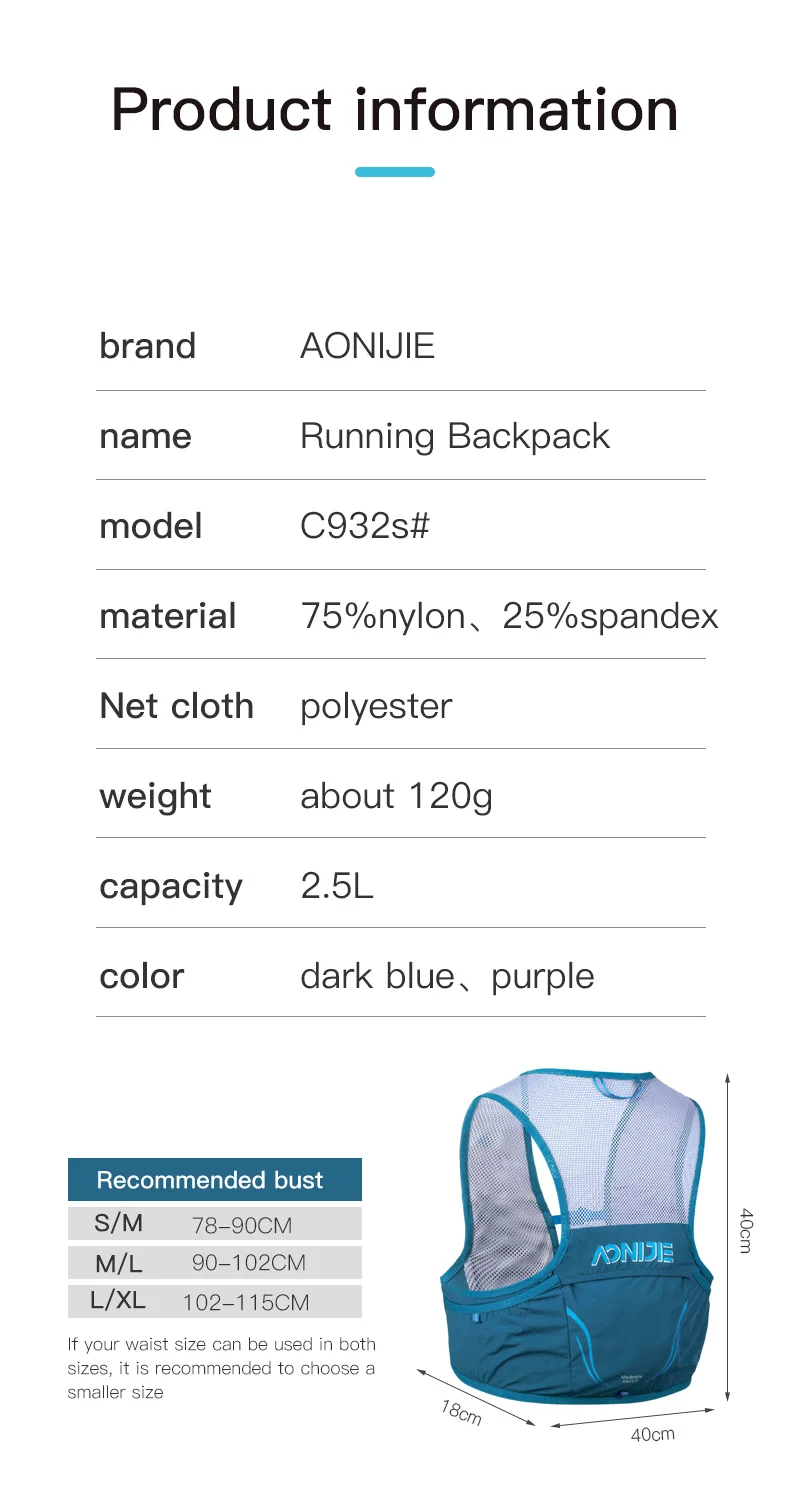 AONIJIE C932S 2.5L Portable Hy - Trail Running Vest avis et prix